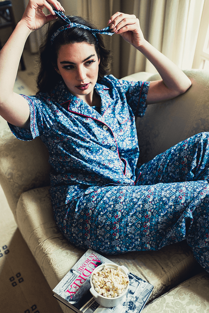 Classic PJ Set - Blue Strawberry Thief (Liberty of London fabric)